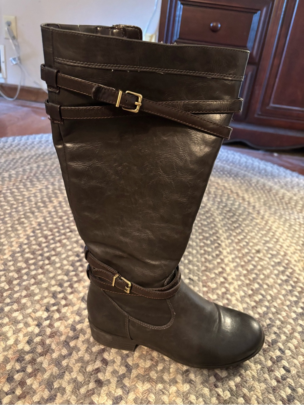 AEROSOLES Women's Dark Brown Over-the-Knee Buckle Boots